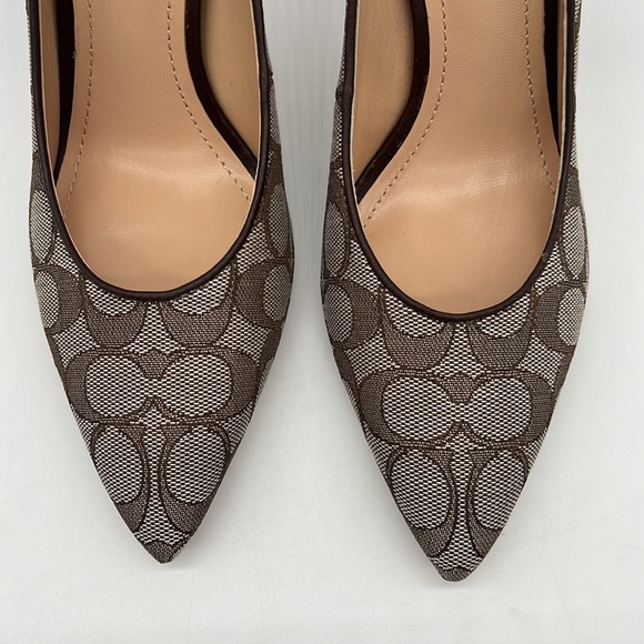 Coach Skyler Monogram Jacquard Pumps Oak Maple - Picture 8 of 15